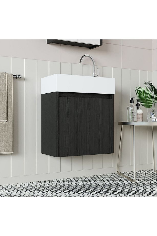 Ayaksız Tek Kapaklı Lavabolu 50 Cm Banyo Dolabı Tuvalet Kâğıtlığı Suntalam Tuvalet Standı - 6