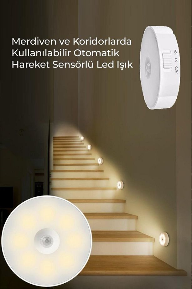 Nanopro Hareket Sensörlü Usb Şarjlı Led Işık Aydınlatma Lamba Mutfak Salon Merdiven Yatak Odası - 6