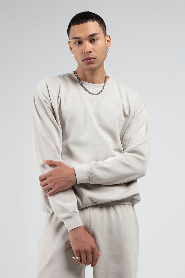 Washed/Distressed/Faded Effect Basic Fit L Knit Sweatshirt | Eeu100278852-8852