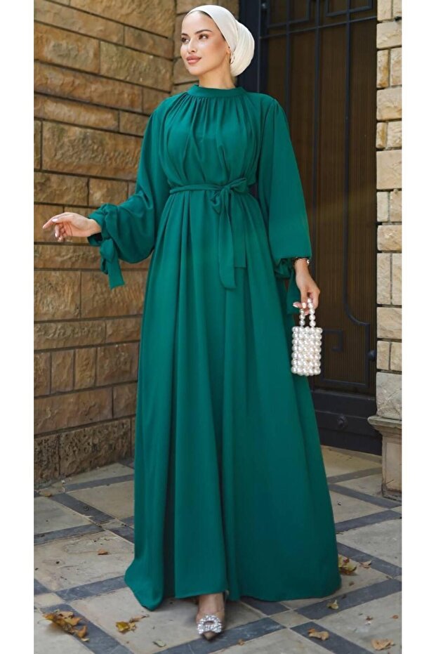 Dubai ipeği tesettür elbise - 1