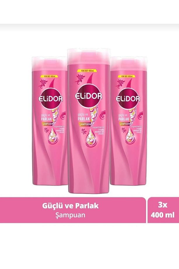 ELİDOR Superblend Saç Bakım Şampuanı Güçlü ve Parlak E Vitamini Makademya Yağı veKolajen 400 ml x3ad - 1