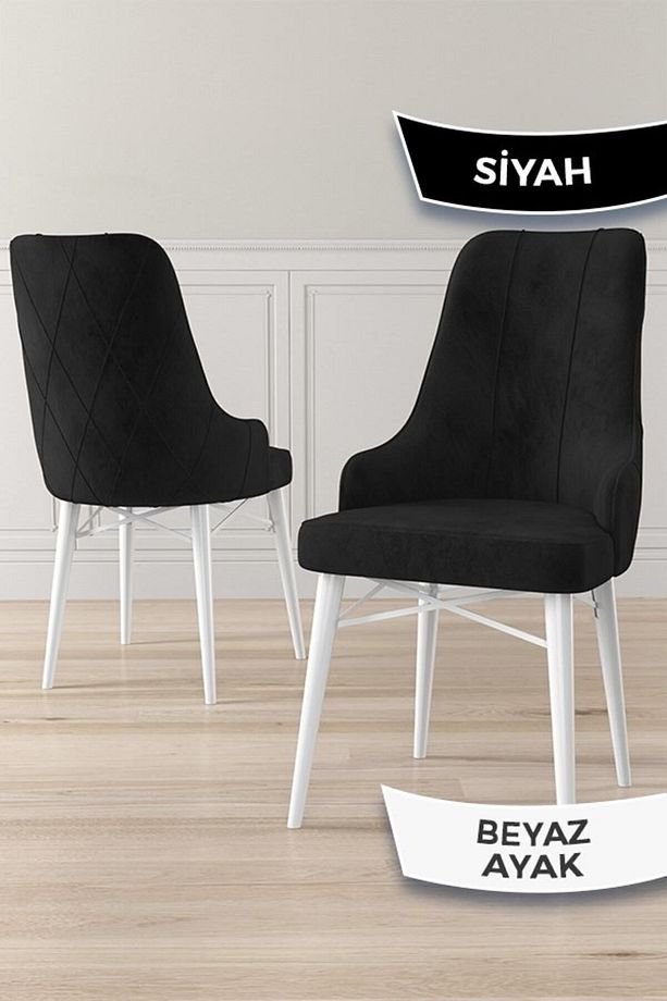Kar Serisi Beyaz Masa 80x132 Açılabilir Mdf Mutfak Masa Takımı 4 Siyah Sandalye Ve 1 Bench - 6