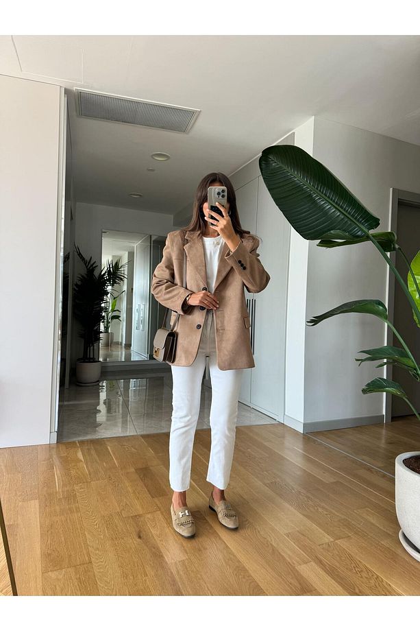 Premium Süet Blazer -Deve Tüyü - 3