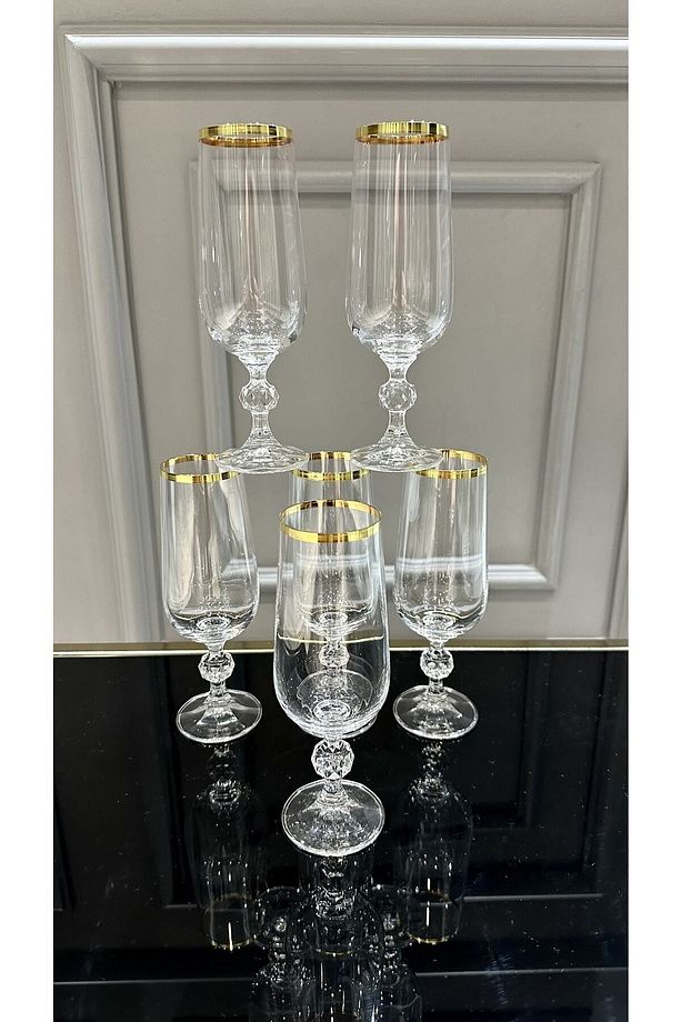 Crystalex Gold Ayaklı Kahve Yanı Su Bardağı 180 Ml - 4