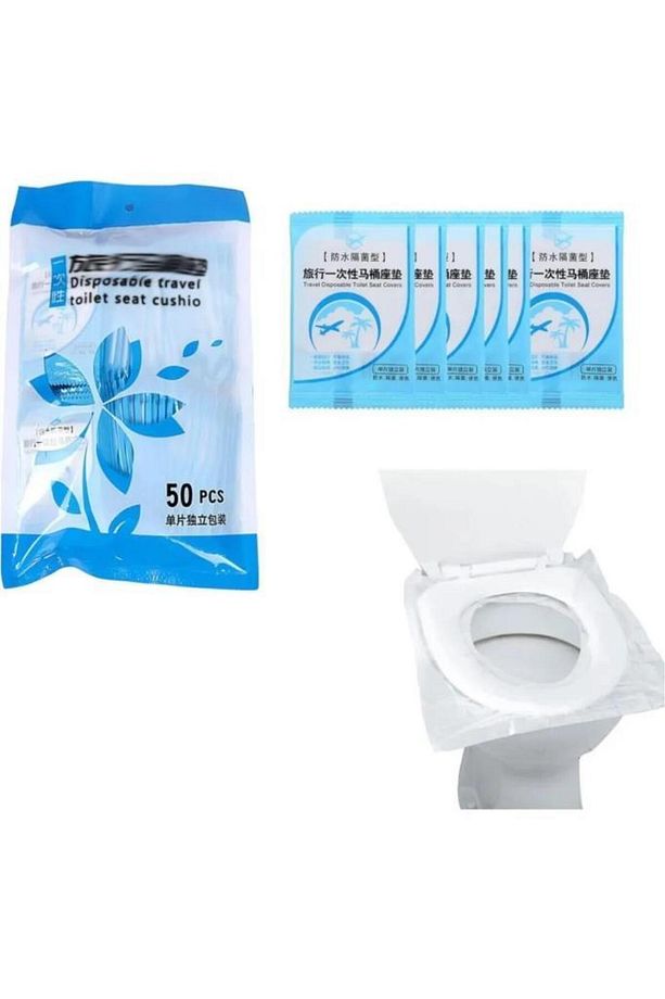 50 Adet Kullan At Klozet Kapağı Poşeti Tek Kullanımlık Umumi Tuvalet Kapak Kılıfı Kamp Seyahat Pedi - 1