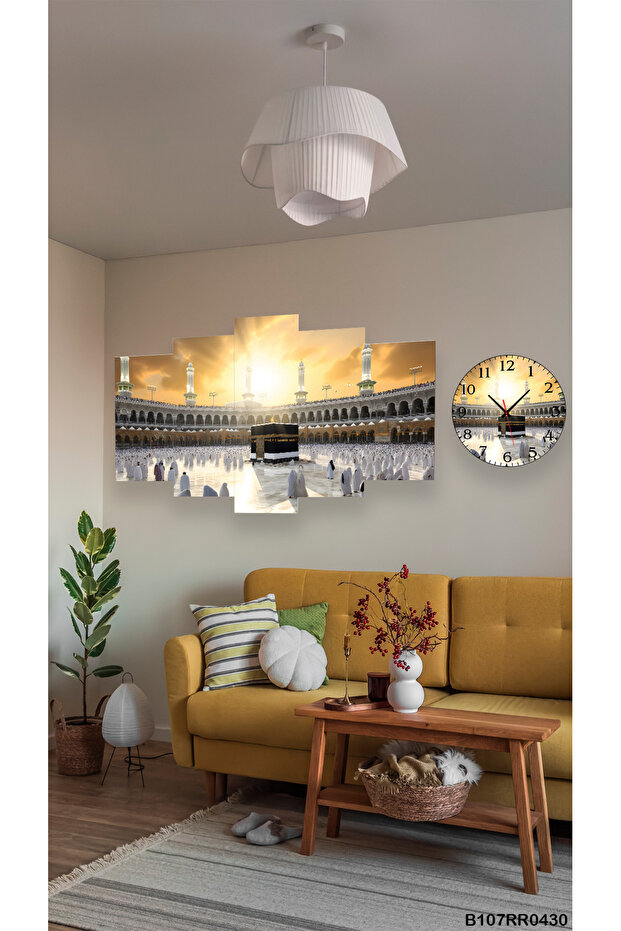 Duvar Mdf Tablo  5 Parça Set Ve saatli - 1