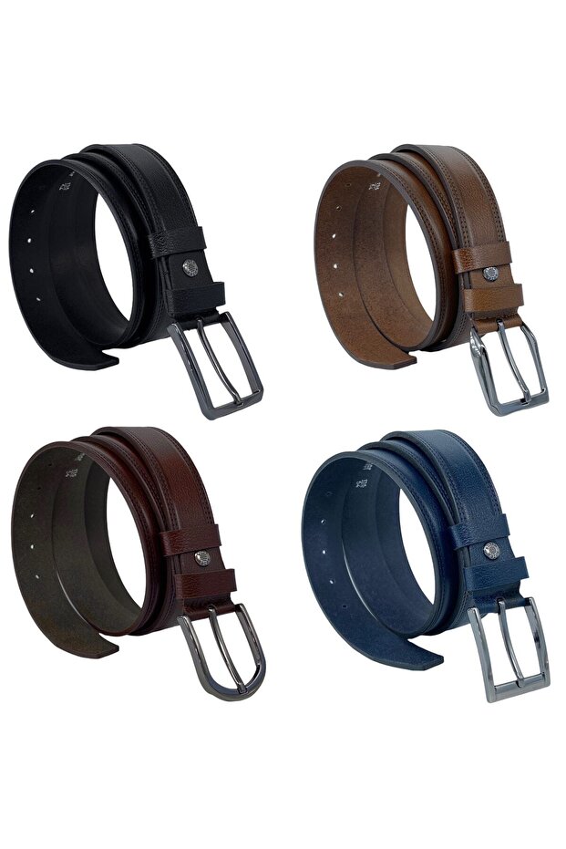 4 X Pieces 3.5 Cm 100% Genuine Real Buffalo Leather Belt Black, dark blue, brown,tosado