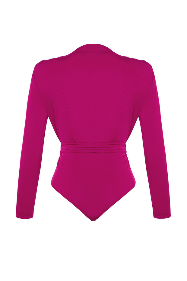 Fuchsia Draped Snap Fastener Knitted Body Tpraw23Bd00048 - 9