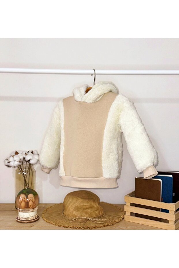 kapüşonlu Unisex peluş sweatshirt
