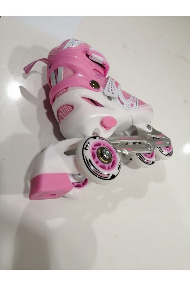 Can Başlangıç Pateni Çift/tek Sıra Ayarlanabilir S(31-34) Silikon Teker Pembe - 3