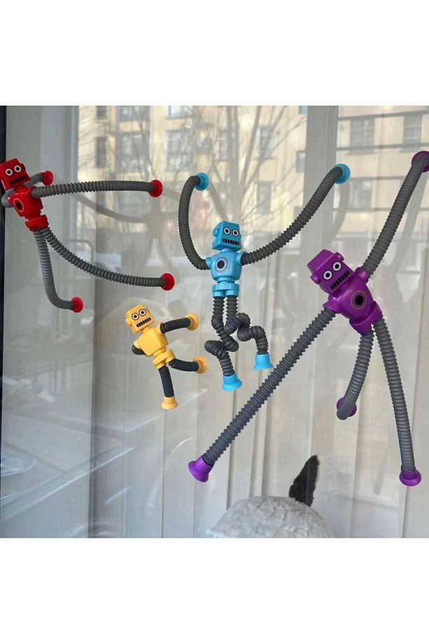 4 ADET Vantuzlu Zürafa Eğitici Uzayan Boru Zürafa Teleskopik Yapışkanlı 4 Adet Yeni Model Robot - 5