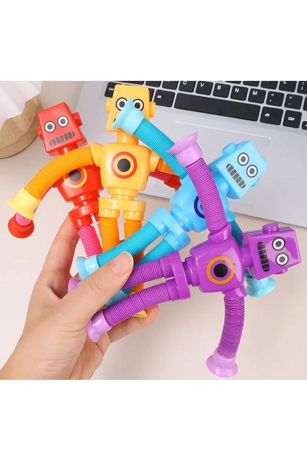 4 ADET Vantuzlu Zürafa Eğitici Uzayan Boru Zürafa Teleskopik Yapışkanlı 4 Adet Yeni Model Robot - 2