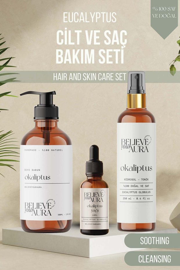 Eucalyptus Skin and Hair Care Set 100% Pure and Natural Eucalyptus Oil Eucalyptus Water and Skin Soap