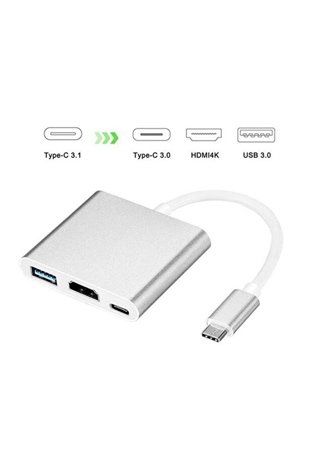 / CODEGEN CDG-CNV39 0.15metre TYPE-C -HDMI_USB 3.0_TYPE-C Çevirici Adaptör Gümüş 1080p - 1