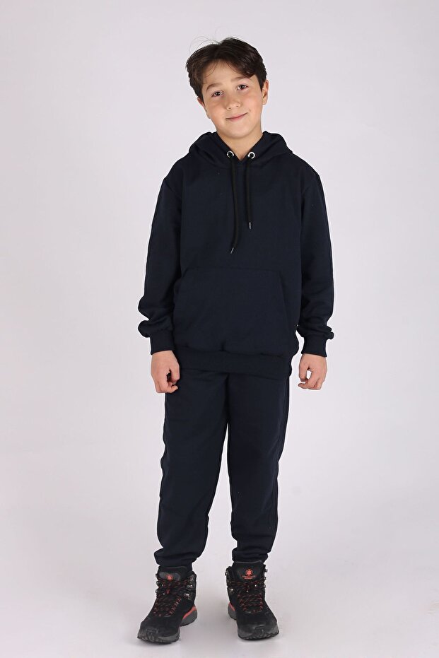 kangaroo-pocket hooded 2ip boy's bottom-top track suit 5-16 years