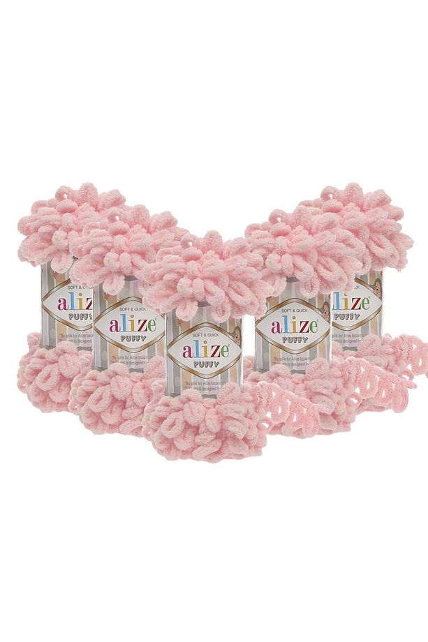 5 Adet Puffy El Örgü Ipi Pembe - 1