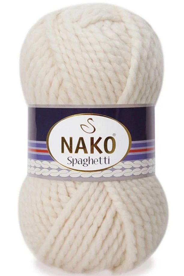 N.ako Spaghetti %25 Yünlü El Örgü Ipi 288 Kemik - 1