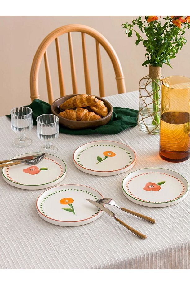 LCW HOME Çiçek Baskılı Tabak Seti 4'lü 20 Cm - 1
