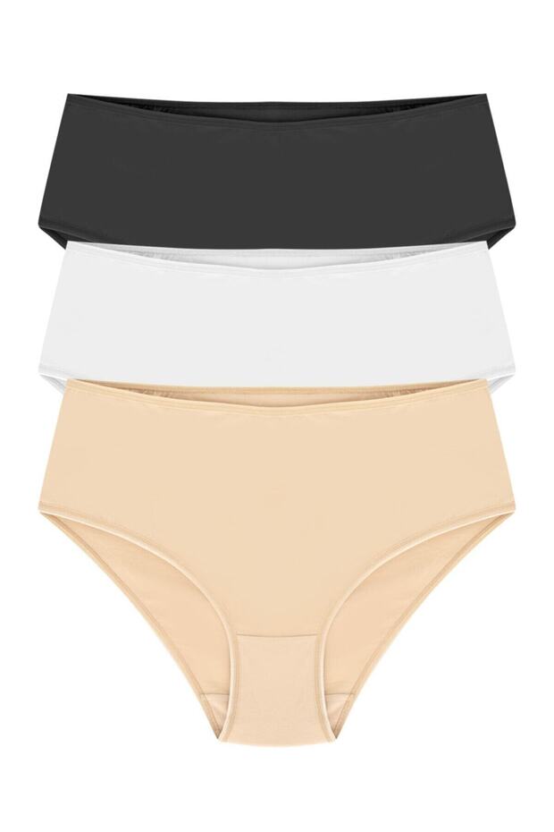 Women's Colorful Cotton High Waist Bato Panties 3-Piece Set