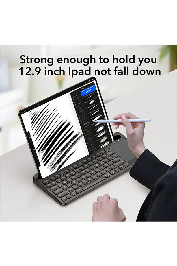 Android İpad Tablet PC Uyumlu  Bluetooth Kablosuz Klavye & Touchpad - 5