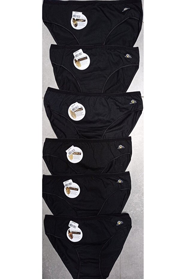 Women's Black Modal 6-Piece Bikini Waist Panties 1850
