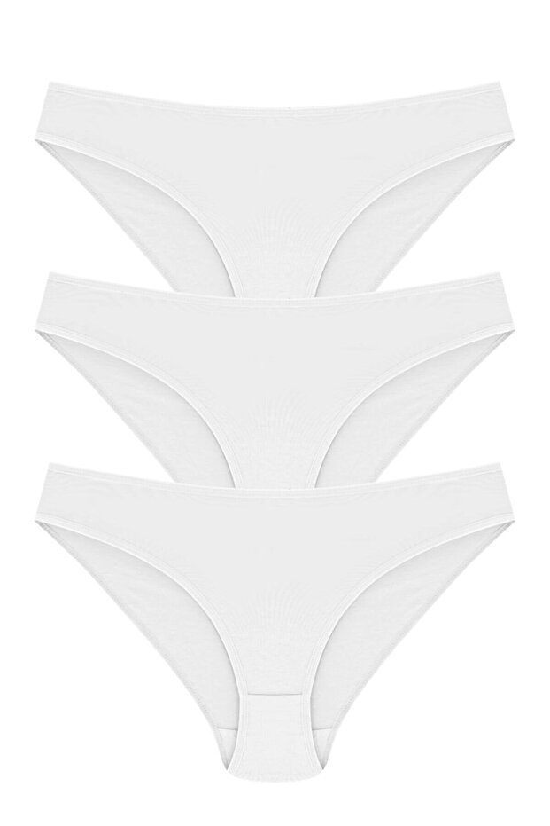Women's White Cotton Bikini Model Panties 3-Piece Set