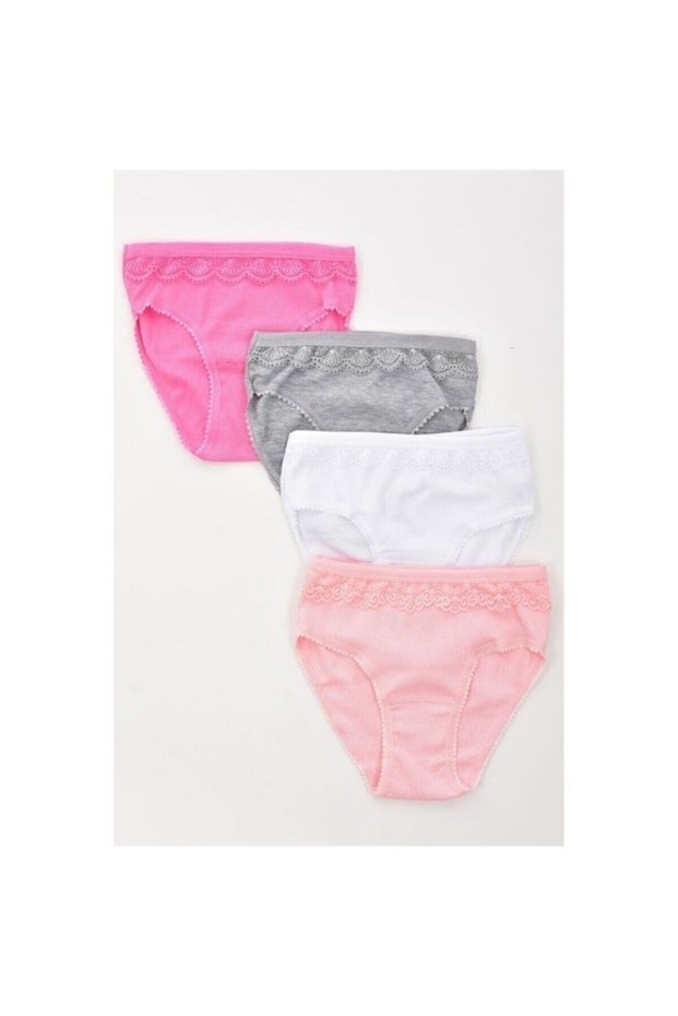 Girls' Colorful Cotton Lace Slip Panties, Pack of 6