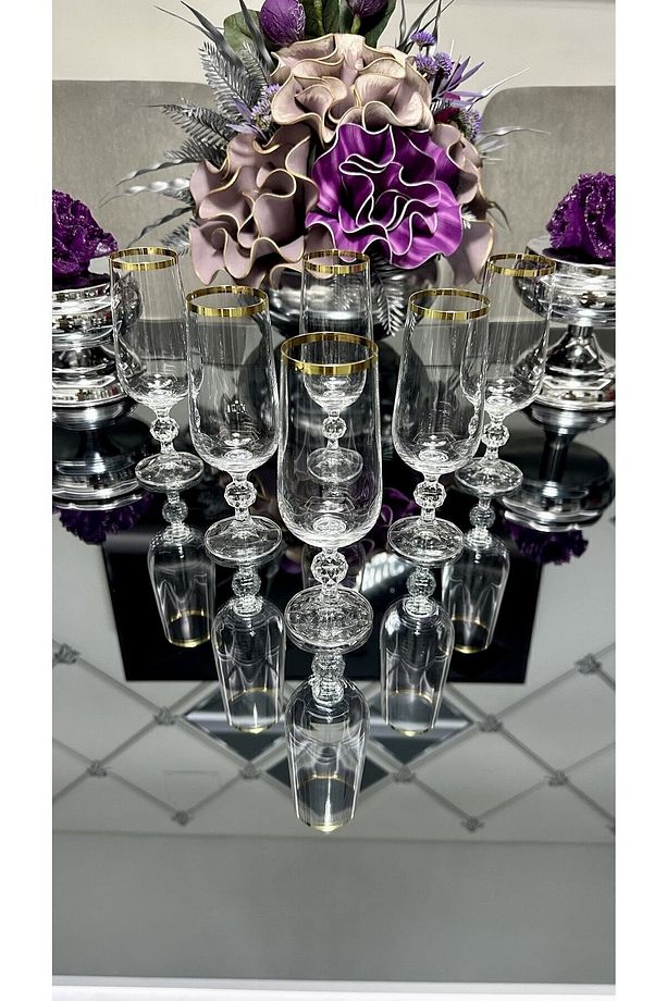 Crystalex Gold Ayaklı Kahve Yanı Su Bardağı 180 Ml - 2
