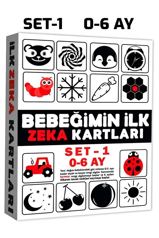 Eğitici Bebeğimin İlk Zeka Kartları Set-1 - Bebekler İçin Resimli İlk Aktivite Zeka Kart Seti 0-6 Ay - 1