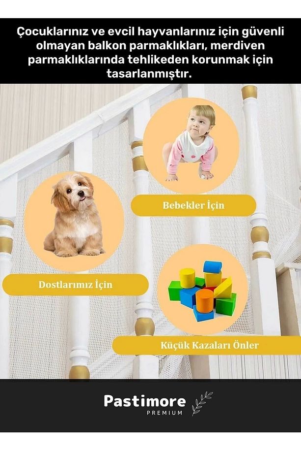Özel Üretim Kaliteli Merdiven Balkon Güvenlik Filesi Bebek Çocuk Evcil Hayvan Koruma Bariyeri - 3