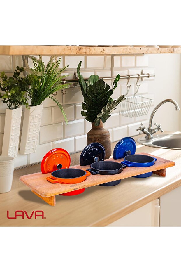 حامل خشبي مصبوب 3 قطع قطر 9 سممناسب للوعاء الدائري الصغير - 7