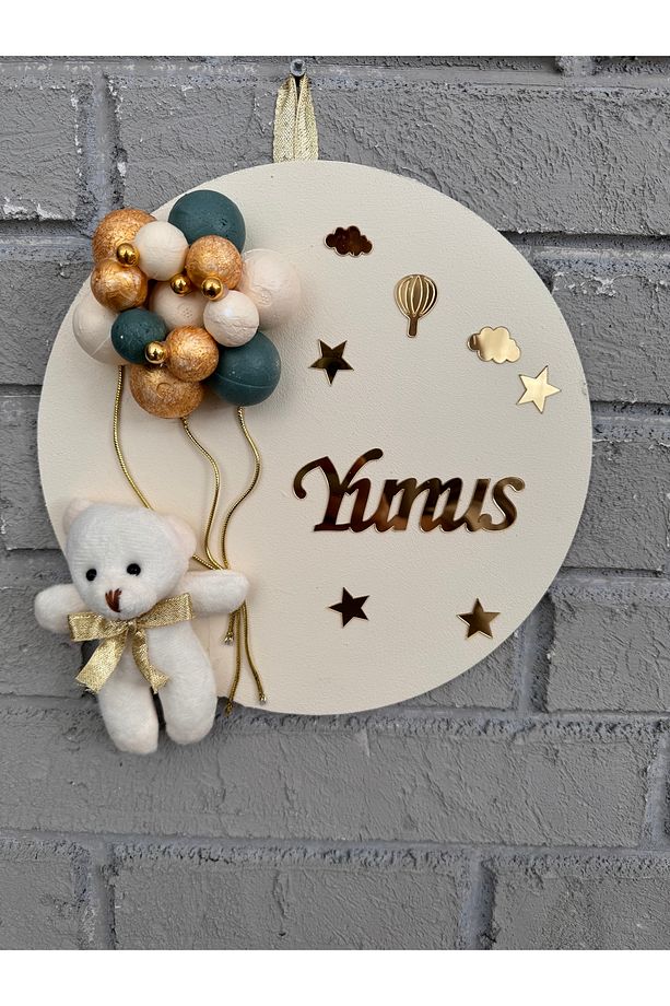 26 cm Yuvarlak Bubble Ayıcıklı Bebek Kapı ve Duvar Süsü - 1