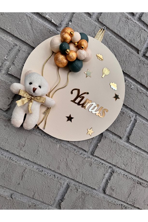 26 cm Yuvarlak Bubble Ayıcıklı Bebek Kapı ve Duvar Süsü - 3
