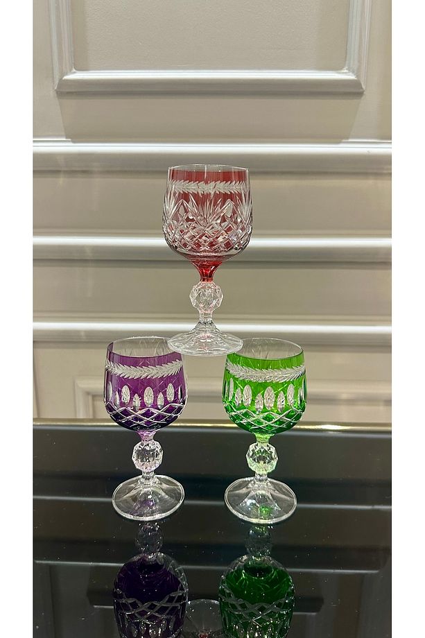 CRYSTALITE BOHEMIA Renkli Kahve Yanı Su Bardağı - 3