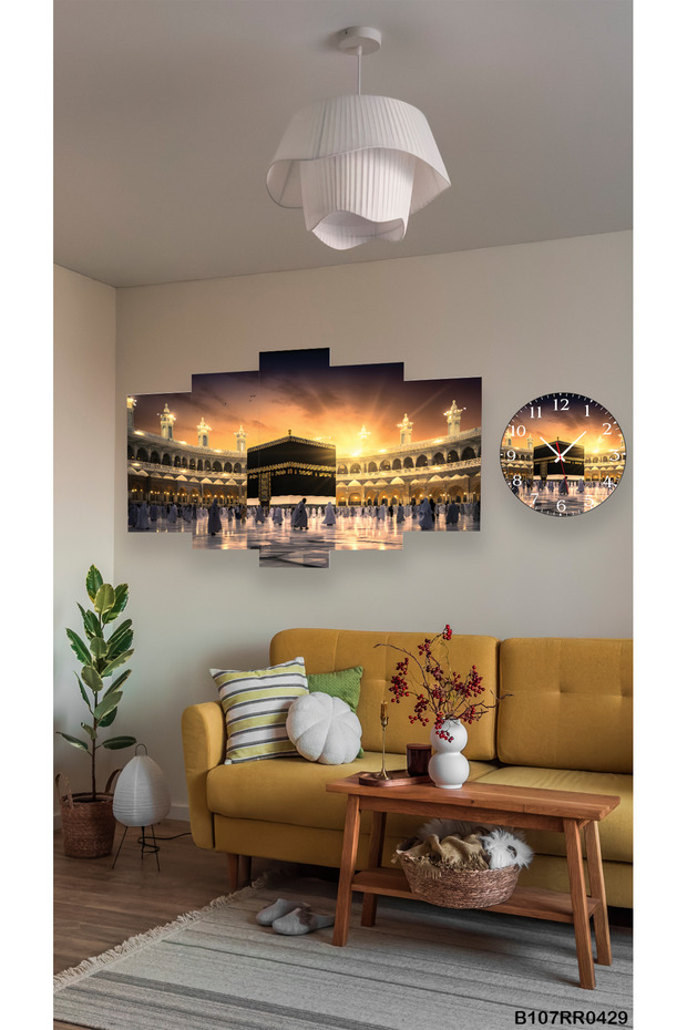 Duvar Mdf Tablo  5 Parça Set Ve saatli - 1