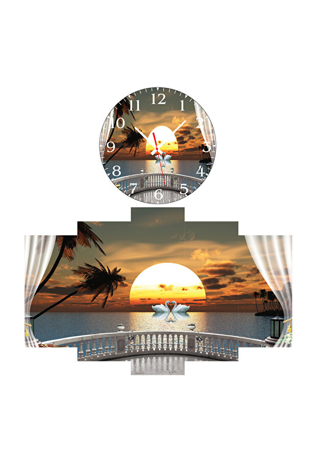 Duvar Mdf Tablo  5 Parça Set Ve saatli - 2