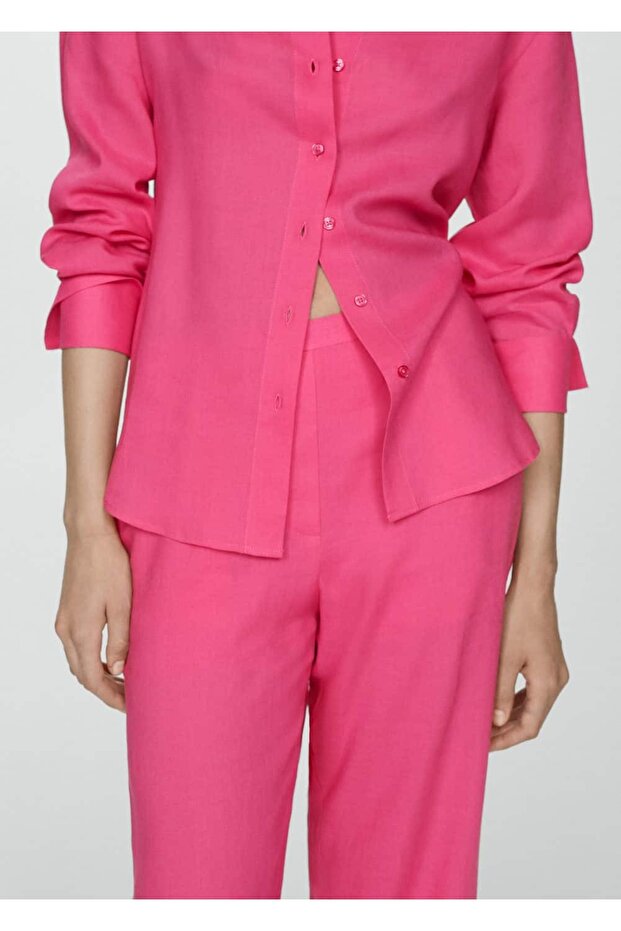 Düz kesim lyocell pantolon - 7