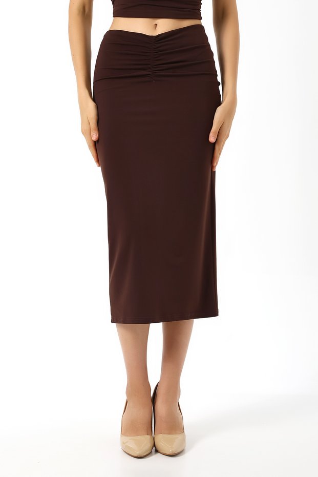 Pre-Detailing Skirt with Lined Detailing, Maxi Length, 82 cm Full Length / Shir Detailed Long 82cm Skirt