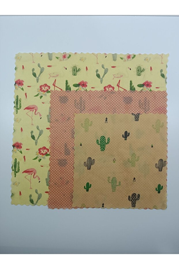 Balbezz Honey Waxed Storage Cloth Set of 3 with Cactus Pattern - 3
