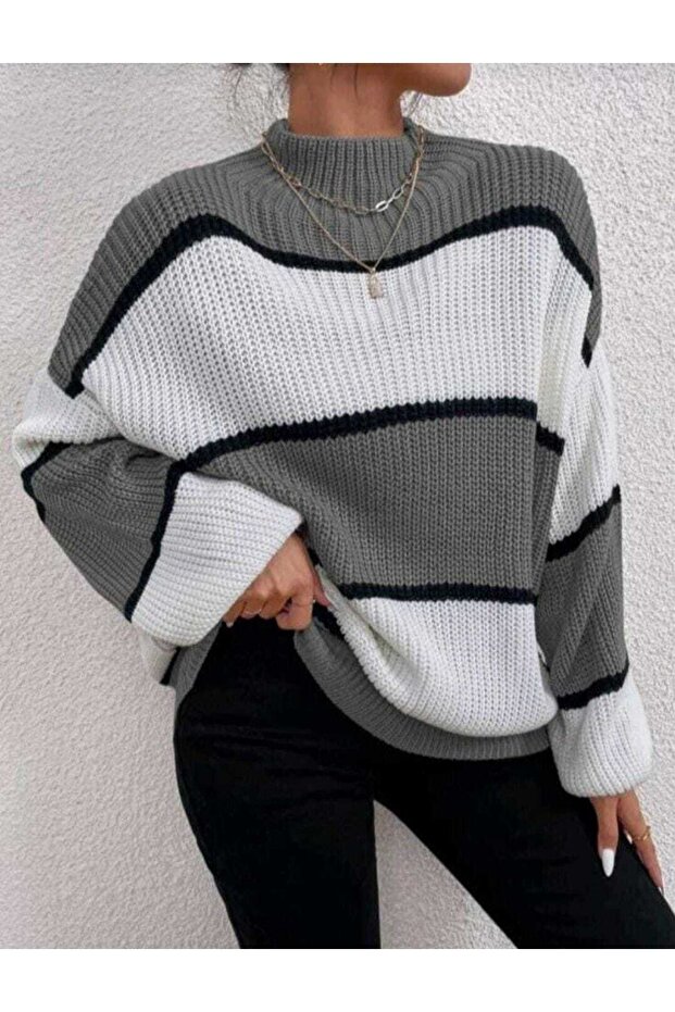 Women's Striped Turtleneck Knitwear Sweater