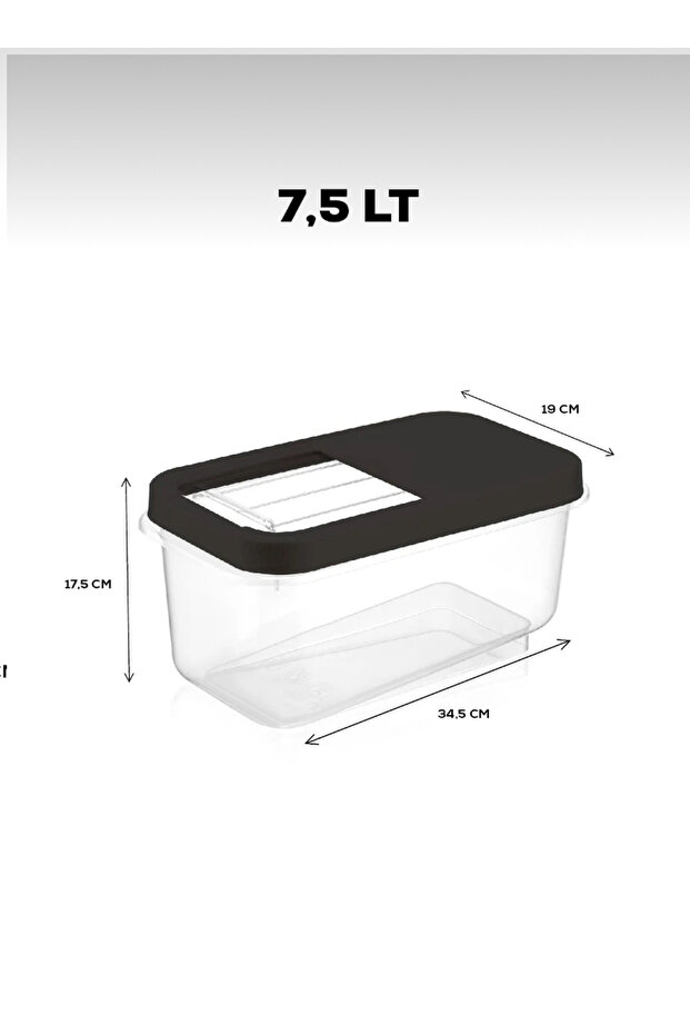 7.5 Lt Multibox Pulses and Food Storage Container - Anthracite Flour Container with Sliding Lid - 2