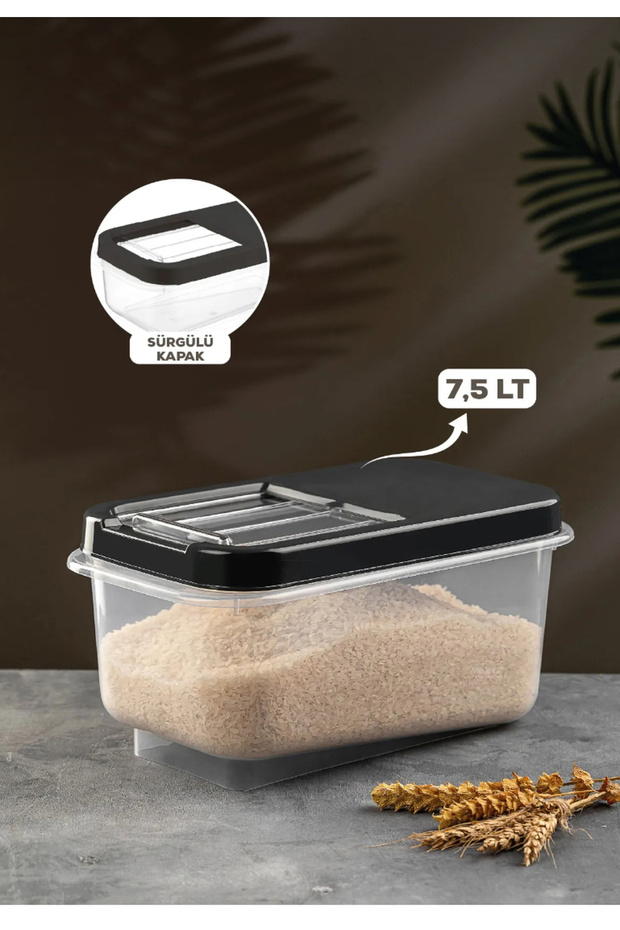 7.5 Lt Multibox Pulses and Food Storage Container - Anthracite Flour Container with Sliding Lid - 1