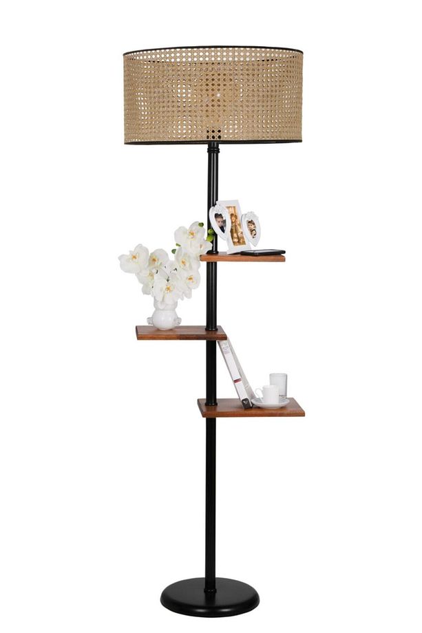 Moda Lambader Siyah Silindir Rattan Abajurlu - 2