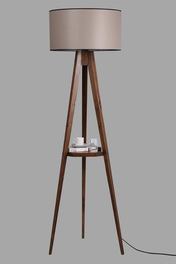 Sehbalı Tripod Ceviz Lambader Silindir 82 Abajurlu - 3