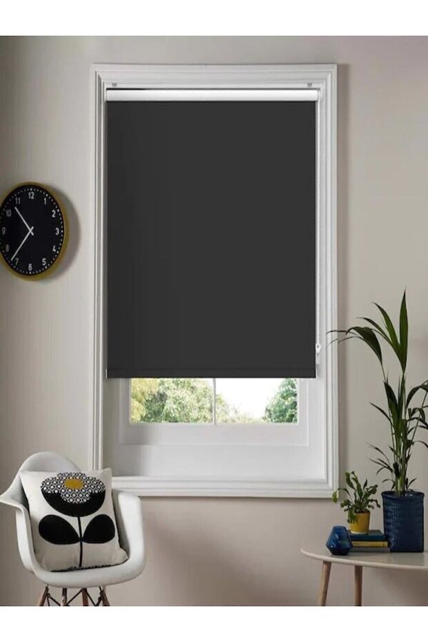 Ithal Bambu Siyah Stor Perde Etek Dilimsiz - 1