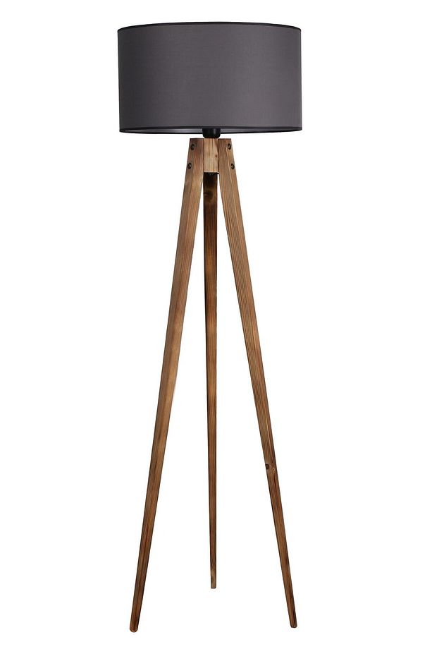 Tripod Yanık Lambader Silindir Koyu Gri Abajurlu - 2