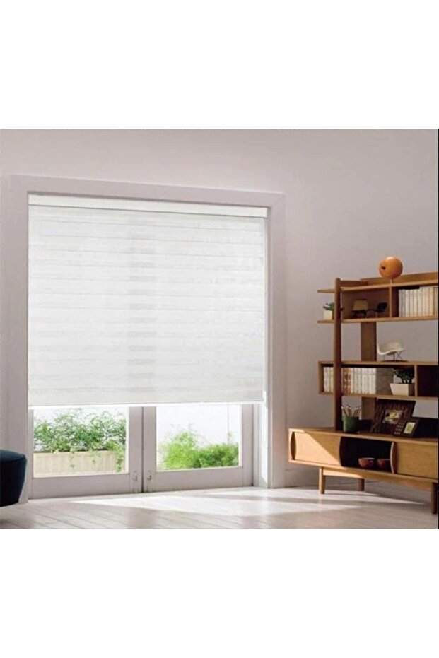 Ithal Bambu Beyaz Stor Zebra Perde Etek Dilimsiz - 2