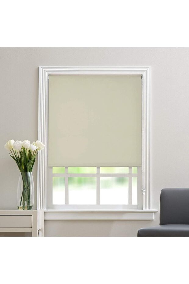 Ithal Bambu Krem Stor Perde Etek Dilimsiz - 1