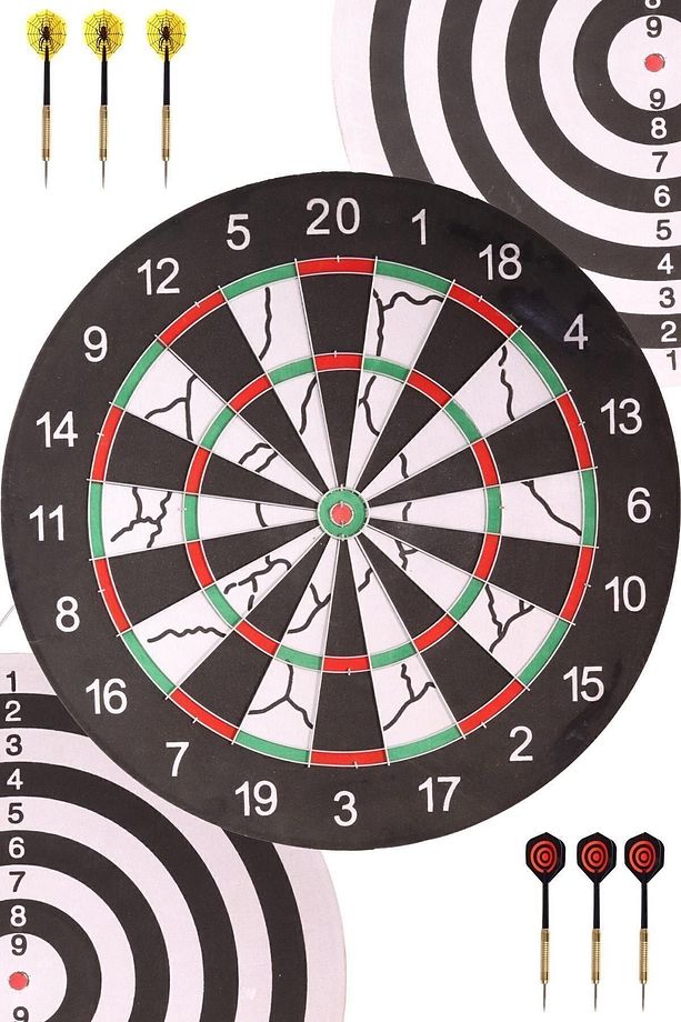 Flocked Dart Seti 45 Cm (18 İnç) Büyük Boy + 6 Dart Oku (18 Gr) Hedef Tahtası - 1
