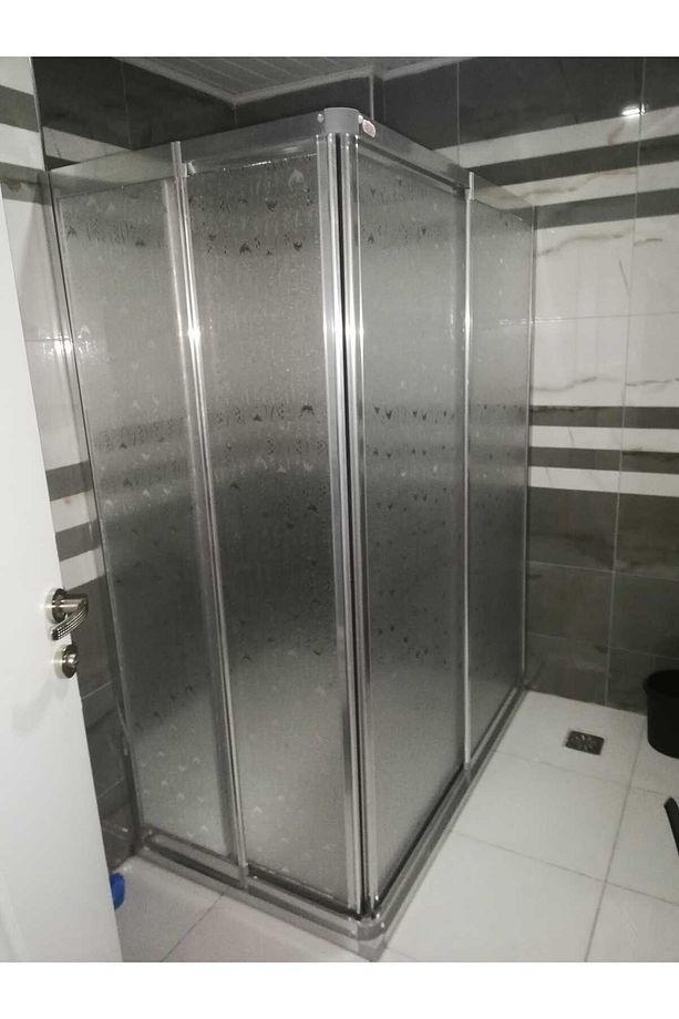 120x90 Teknesiz Mika Camlı Paslanmaz Alüminyum Profilli Dikdörtgen Duşakabin - 1